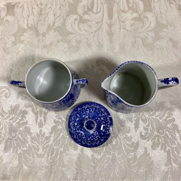 Vintage Nippon Asian Flying Phoenix Angled Handle Covered Sugar and Creamer Set - Picture 6 of 7